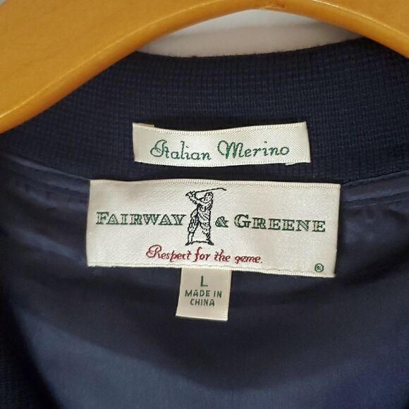 Fairway & Green Baruffa Merino Wool 1/4 Zip Windvest Navy Golf Sweater Size L - Picture 4 of 7